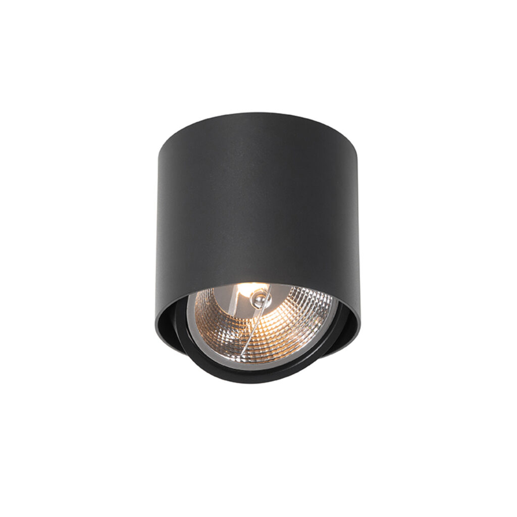 Opbouwspots Design spot zwart AR111 Impact Aluminium Zwart is een super strakke design in cilindervorm geschikt voor alle ruimtes Hij volledig gemaakt van