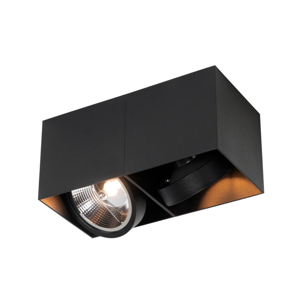 Opbouwspots Design spot zwart rechthoekig AR111 Box Aluminium Zwart Deze design is door zijn tijdloze zwarte kleur makkelijk toe te passen in alle