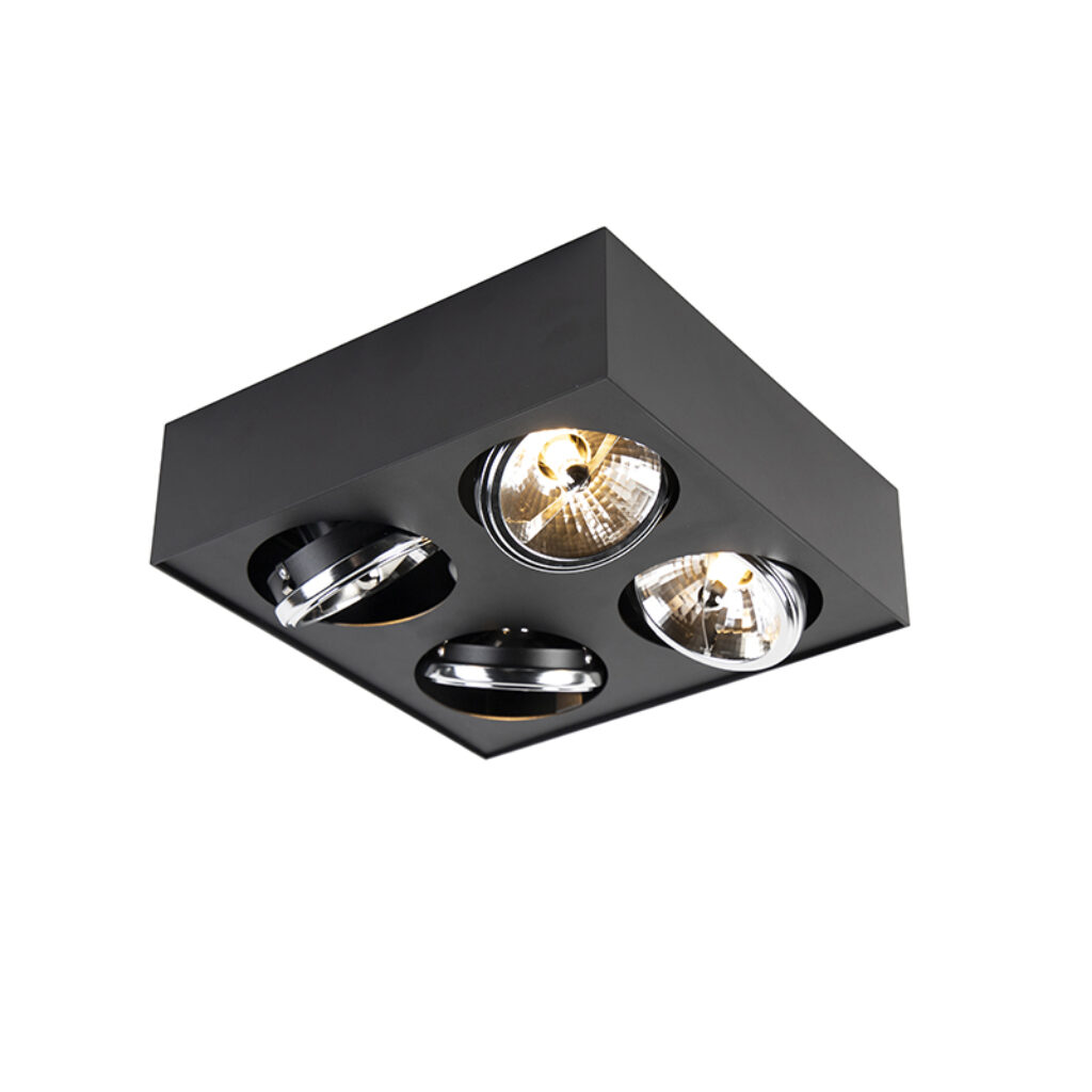 Opbouwspots Design spot zwart vierkant Kaya AluminiumStaal Zwart is een echt designstuk in jouw Dankzij de minimalistische vormgeving en zwarte kleur hij erg