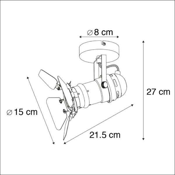 Industriele studiospot zwart GU10 met kleppen - Movie - Afbeelding 3