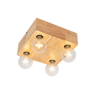 Opbouwspots Landelijke plafondlamp natuurlijk hout Bloc Hout Naturel is een mooie landelijke met zijn 4 lichtpunten voorziet hij de ruimte van perfect De lamp