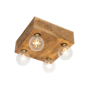 Opbouwspots Landelijke plafondlamp vintage hout Bloc Hout Bruin is een mooie landelijke met zijn 4 lichtpunten voorziet hij de ruimte van perfect De lamp