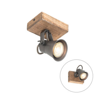 Opbouwspots Landelijke spot zwart met hout verstelbaar Jelle HoutStaal Zwart Op zoek naar een stoere Deze landelijke voldoet aan wat je Hij kan zowel op het