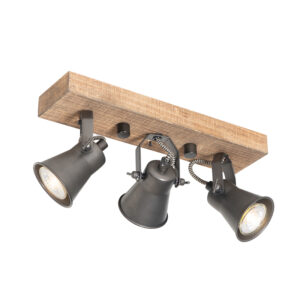 Opbouwspots Landelijke spot zwart met hout verstelbaar Jelle HoutStaal Zwart Maak je interieur stoer en landelijk de plafondlamp Jelle. Zijn combinatie van