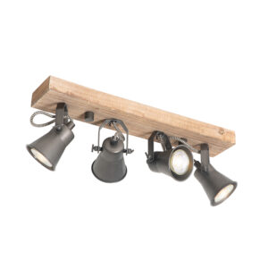 Opbouwspots Landelijke spot zwart met hout verstelbaar Jelle HoutStaal Zwart Maak je interieur stoer en landelijk de plafondlamp Jelle. Zijn combinatie van