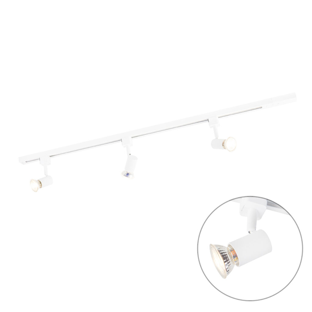 Opbouwspots Modern railsysteem met 3 spots wit Jeany AluminiumStaal Wit is oplossing voor mooie verlichting in jouw interieur. Het een waardoor je zelf kan