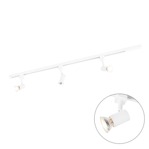 Opbouwspots Modern railsysteem met 3 spots wit Jeany AluminiumStaal Wit is oplossing voor mooie verlichting in jouw interieur. Het een waardoor je zelf kan