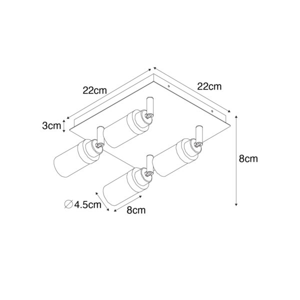 Moderne badkamer spot messing 4-lichts IP44 - Japie - Afbeelding 3