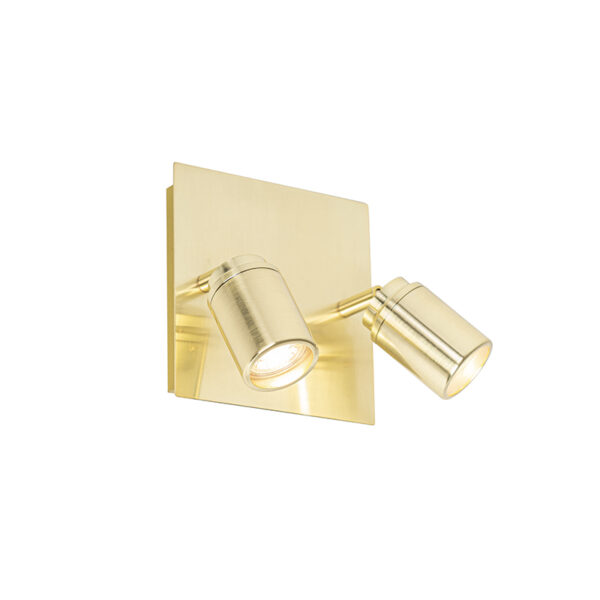 Moderne badkamer spot messing vierkant 2-lichts IP44 - Ducha - Afbeelding 2