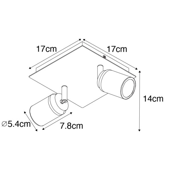Moderne badkamer spot messing vierkant 2-lichts IP44 - Ducha - Afbeelding 3