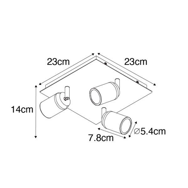 Moderne badkamer spot messing vierkant 3-lichts IP44 - Ducha - Afbeelding 3