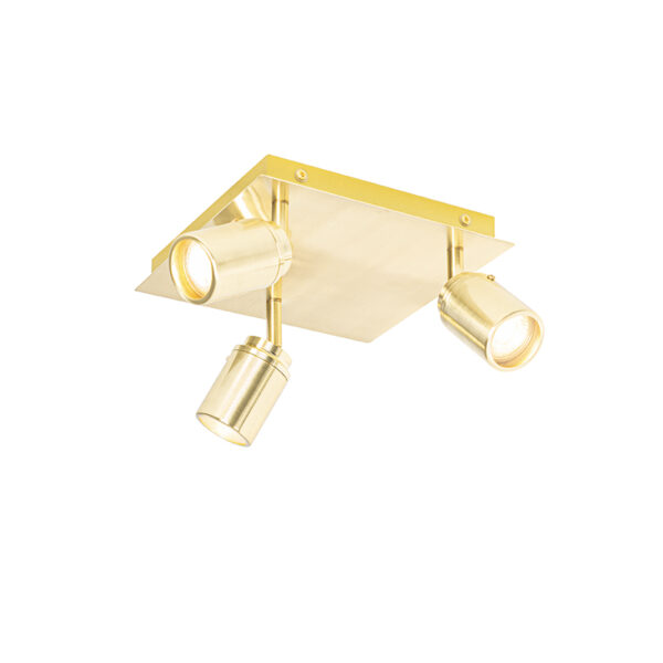 Opbouwspots Moderne badkamer spot messing vierkant IP44 Ducha StaalAluminiumGlas is een eenvoudige plafond met drie Hij gemaakt van staal aluminium en glas