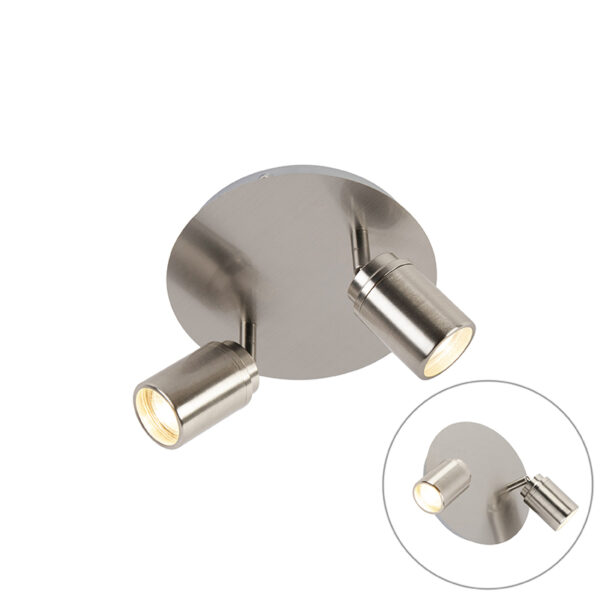 Opbouwspots Moderne badkamer spot staal IP44 Ducha Staal Een om jouw badkamerverlichting compleet te Hij is mooi afgewerkt in wat hem erg tijdloos maakt en