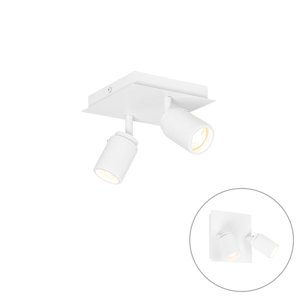 Opbouwspots Moderne badkamer spot wit vierkant IP44 Ducha StaalAluminiumGlas Wit is een eenvoudige met twee Zowel te monteren aan de wand als het plafond keuze