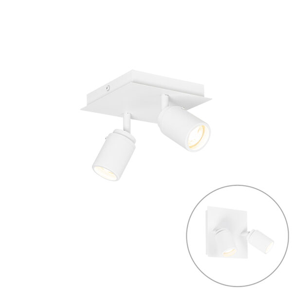 Opbouwspots Moderne badkamer spot wit vierkant IP44 Ducha StaalAluminiumGlas Wit is een eenvoudige met twee Zowel te monteren aan de wand als het plafond keuze
