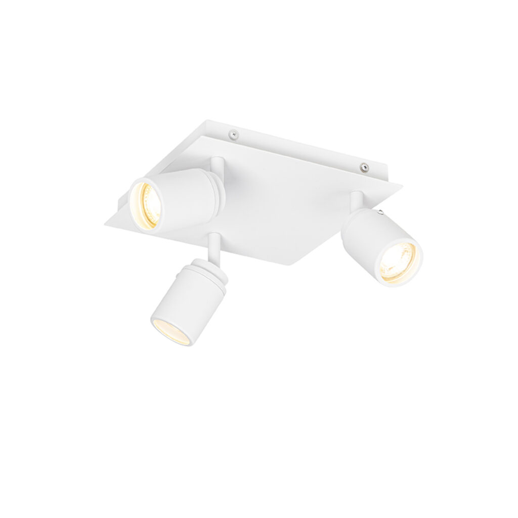 Opbouwspots Moderne badkamer spot wit vierkant IP44 Ducha StaalAluminiumGlas Wit is een eenvoudige plafond met drie Hij gemaakt van staal aluminium en glas