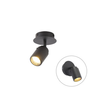 Opbouwspots Moderne badkamer spot zwart IP44 Ducha Staal Zwart Een om jouw badkamerverlichting compleet te Hij is mooi afgewerkt in een tijdloze zwarte kleur.