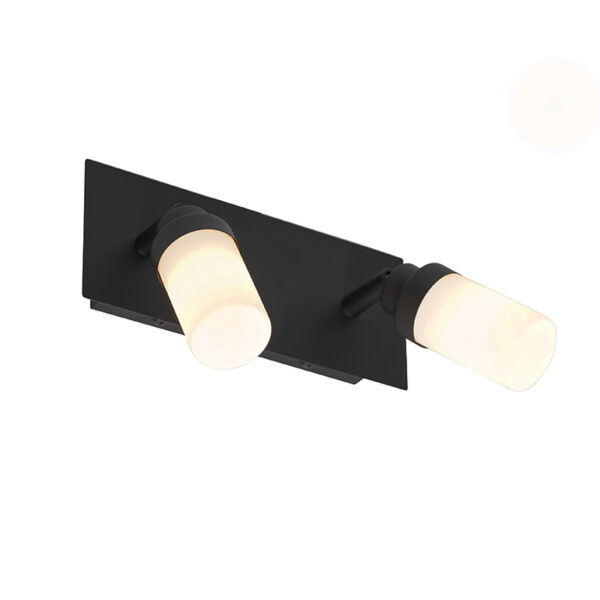 Moderne badkamer spot zwart 2-lichts IP44 - Japie - Afbeelding 2
