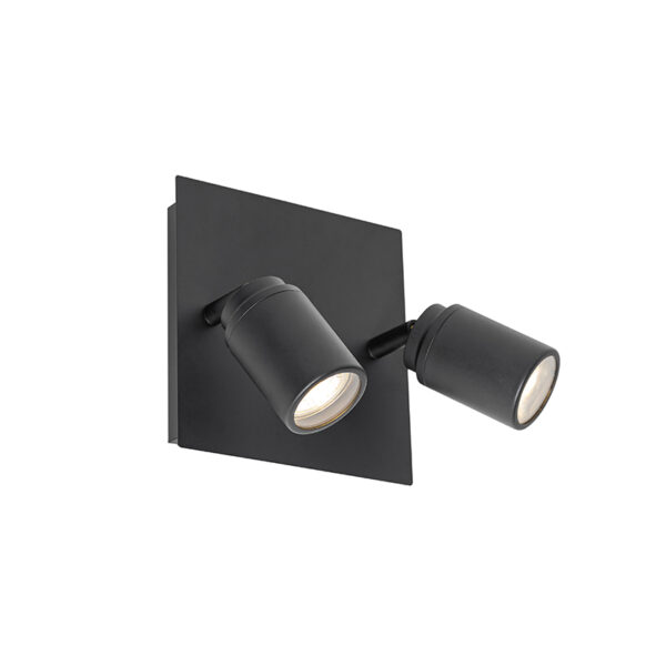 Moderne badkamer spot zwart vierkant 2-lichts IP44 - Ducha - Afbeelding 2