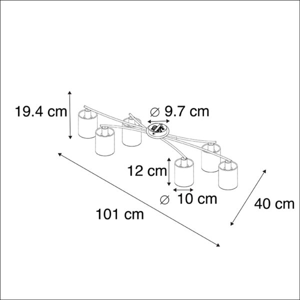 Moderne plafondlamp wit 6-lichts - Lofty - Afbeelding 3