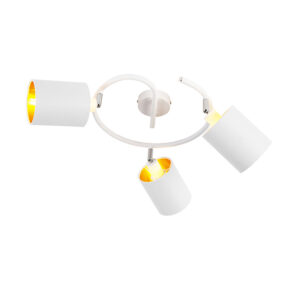 Opbouwspots Moderne plafondlamp wit Lofty StaalStof Wit De combinatie van de witte finish en gouden binnenkant kap geeft onze een frisse tijdloze uitstraling.