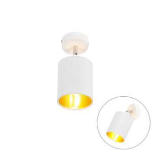 Opbouwspots Moderne plafondlamp wit Lofty StaalStof Wit Onze heeft een erg elegante uitstraling dankzij de witte kleur en gouden binnenkant van kap. Hij hoogte