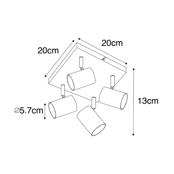 Moderne plafondlamp wit 4-lichts verstelbaar vierkant - Jeana - Afbeelding 3