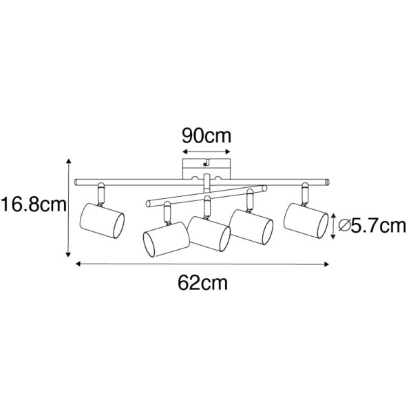 Moderne plafondlamp wit 5-lichts verstelbaar vierkant - Jeana - Afbeelding 3