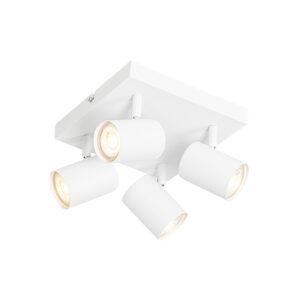 Opbouwspots Moderne plafondlamp wit verstelbaar vierkant Jeana Staal Wit is een super functionele en moderne plafondlamp. Perfect voor in je woonkamer werkkamer