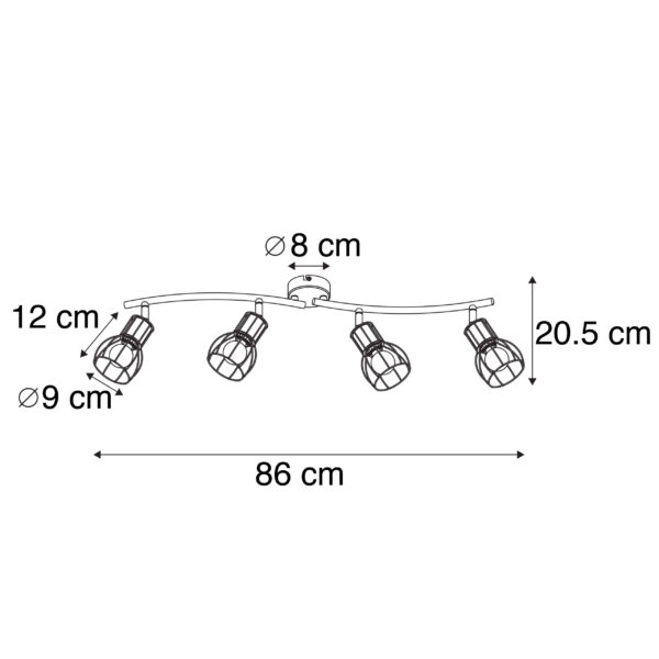 Moderne plafondlamp zwart 86 cm 4-lichts - Botu - Afbeelding 3