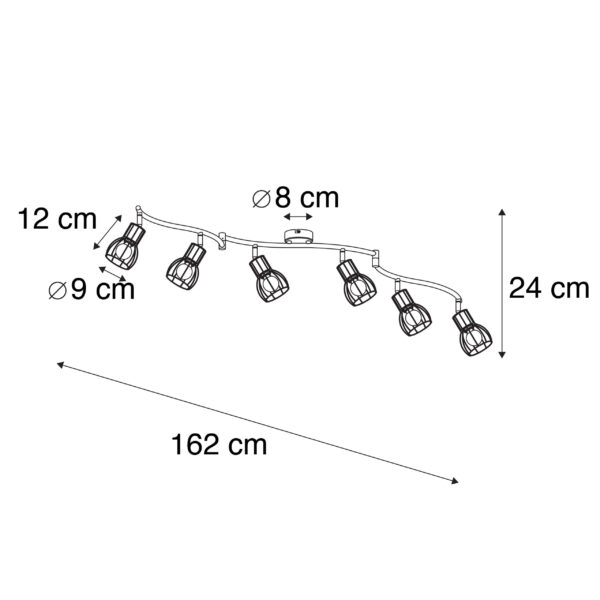 Moderne plafondlamp zwart 162 cm 6-lichts - Botu - Afbeelding 3