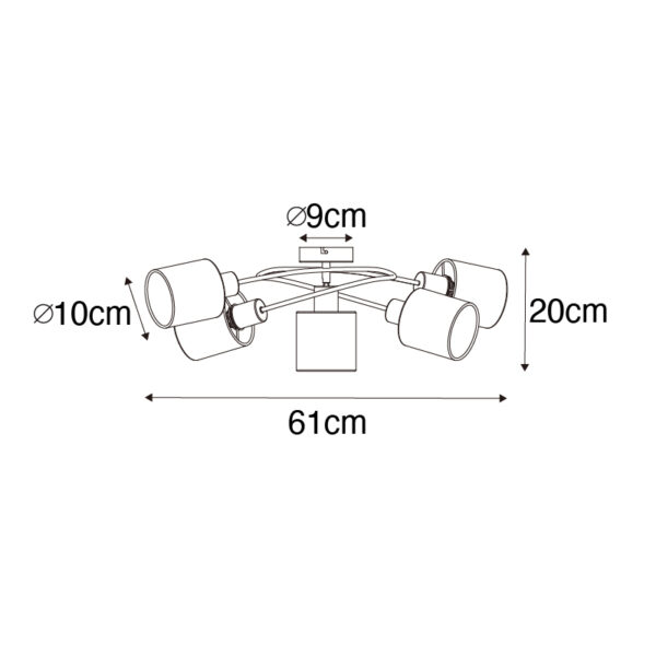 Moderne plafondlamp zwart 5-lichts - Hetta - Afbeelding 3