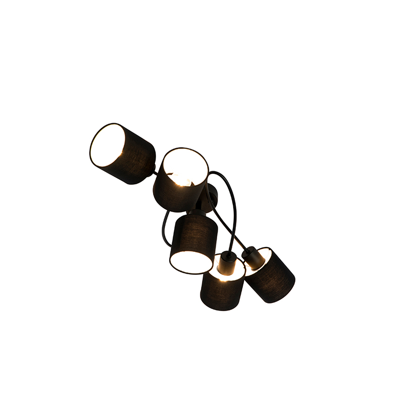 Opbouwspots Moderne plafondlamp zwart Hetta StofStaal Zwart is een leuke moderne die zich perfect thuis voelt in modern of design interieur. De lamp volledig
