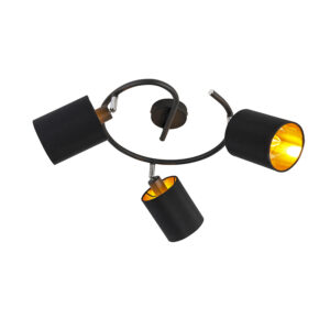 Opbouwspots Moderne plafondlamp zwart Lofty StaalStof Zwart De combinatie van de zwarte finish en gouden binnenkant kap geeft onze een elegante uitstraling. Hij