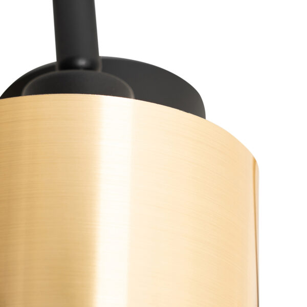 Moderne plafondlamp zwart met goud 3-lichts - Lofty - Afbeelding 2