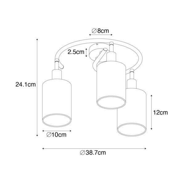 Moderne plafondlamp zwart met goud 3-lichts - Lofty - Afbeelding 3