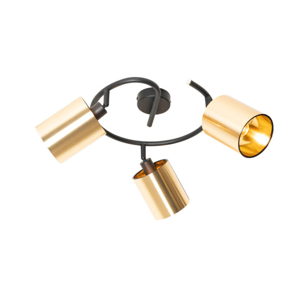 Opbouwspots Moderne plafondlamp zwart met goud Lofty KunststofStaal is een zeer moderne en sfeervolle plafondlamp. Hij gemaakt van stof staal afgewerkt in het
