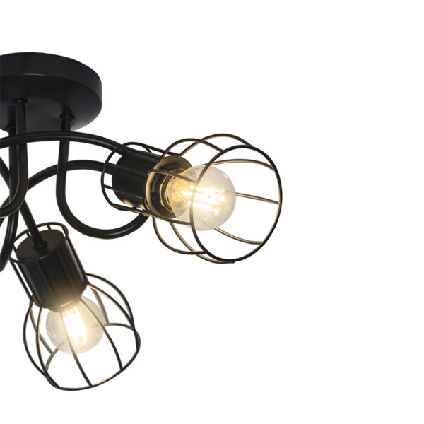 Moderne plafondlamp zwart 40 cm rond 3-lichts - Botu - Afbeelding 2