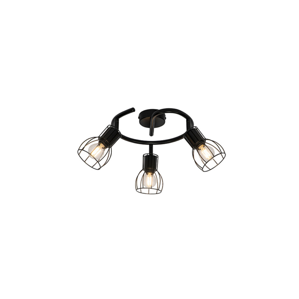 Opbouwspots Moderne plafondlamp zwart 50 cm rond Botu Staal Zwart Ben je op zoek naar een moderne Dan is precies wat Deze en gemaakt van staal. Je kunt de spots
