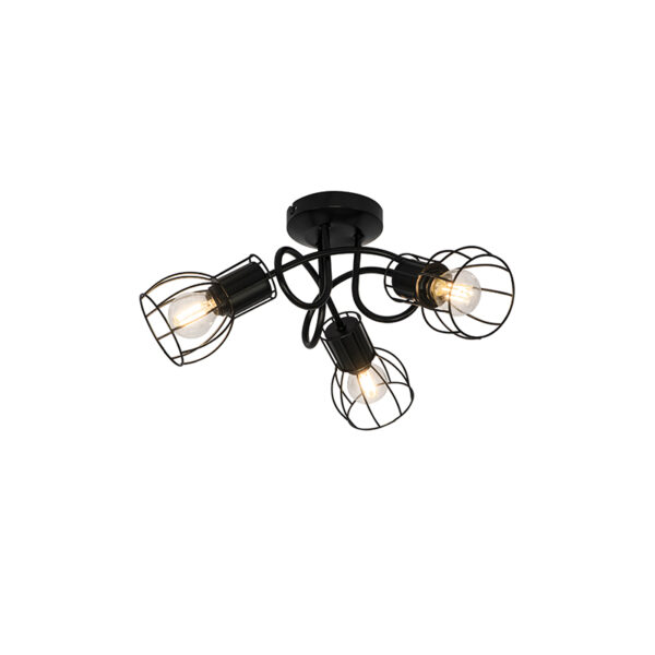 Opbouwspots Moderne plafondlamp zwart 40 cm rond Botu Staal Zwart Ben je op zoek naar een moderne Dan is precies wat Deze en gemaakt van staal. De drie spots