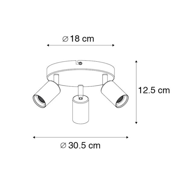 Moderne plafondlamp zwart 3-lichts rond - Facil - Afbeelding 3