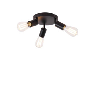Opbouwspots Moderne plafondlamp zwart rond Facil Staal Zwart Wat een mooie is deze ronde De lamp gemaakt van staal en matzwart wat het moderne tijdloze maakt.