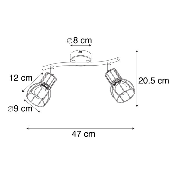 Moderne plafondlamp zwart 2-lichts verstelbaar - Botu - Afbeelding 3
