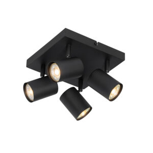 Opbouwspots Moderne plafondlamp zwart verstelbaar vierkant Jeana Staal Zwart is een super functionele en moderne plafondlamp. Perfect voor in je woonkamer