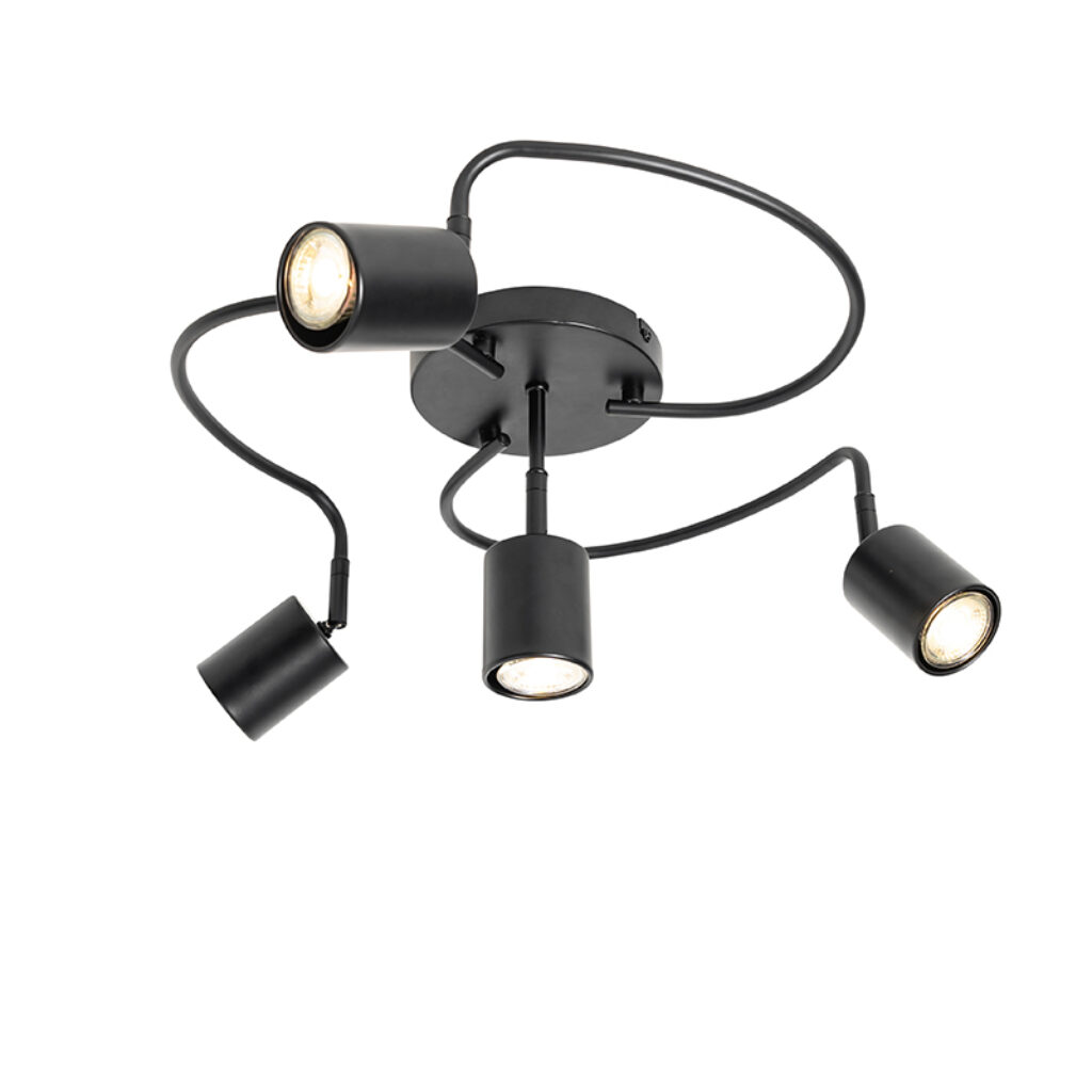 Opbouwspots Moderne plafondspot zwart verstelbaar Java Staal Zwart Een speelse lamp in tijdloos design deze plafondlamp. Dankzij de zwarte kleur en het hoort