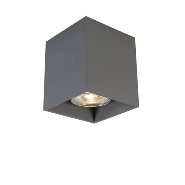 Opbouwspots Moderne spot donkergrijs Qubo 1 Aluminium Grijs Super strakke design volledig gemaakt van aluminium in donkergrijze structuur lak afgewerkt. Ook de