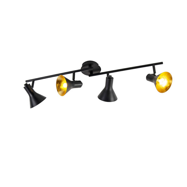 Opbouwspots Moderne spot zwart met goud Magno Staal Zwart Deze maximaliseert de sfeer en geeft je interieur een instant De meerwaarde in jouw gouden binnenkant