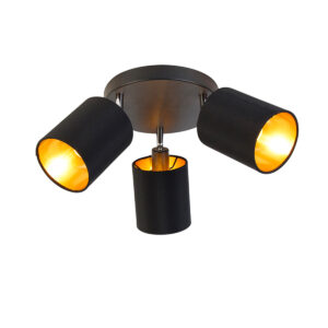 Opbouwspots Moderne spot zwart met gouden binnenkant Lofty StaalStof Zwart Haal een moderne in huis onze Lofty. Deze plafondspot is gemaakt van stof staal en