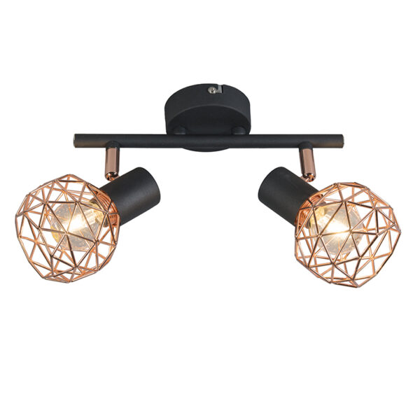 Opbouwspots Moderne spot zwart met koper Mesh Staal Koper Super trendy is wat de klok slaat helemaal dankzij een moderne kleur in combinatie het zwarte De
