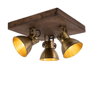 Opbouwspots Plafondlamp brons met hout Mangoes StaalHout Brons Deze plafondlamp is een mooie vintage lamp voor in jouw De combinatie van mangohout de stalen